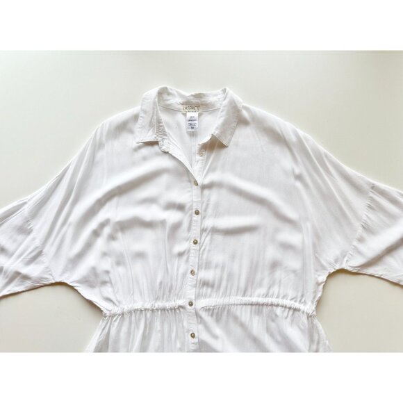 L*SPACE Pacifica White Rayon Button Up Shirt Dress Tunic Cover-Up, Size XS/S - Picture 7 of 14
